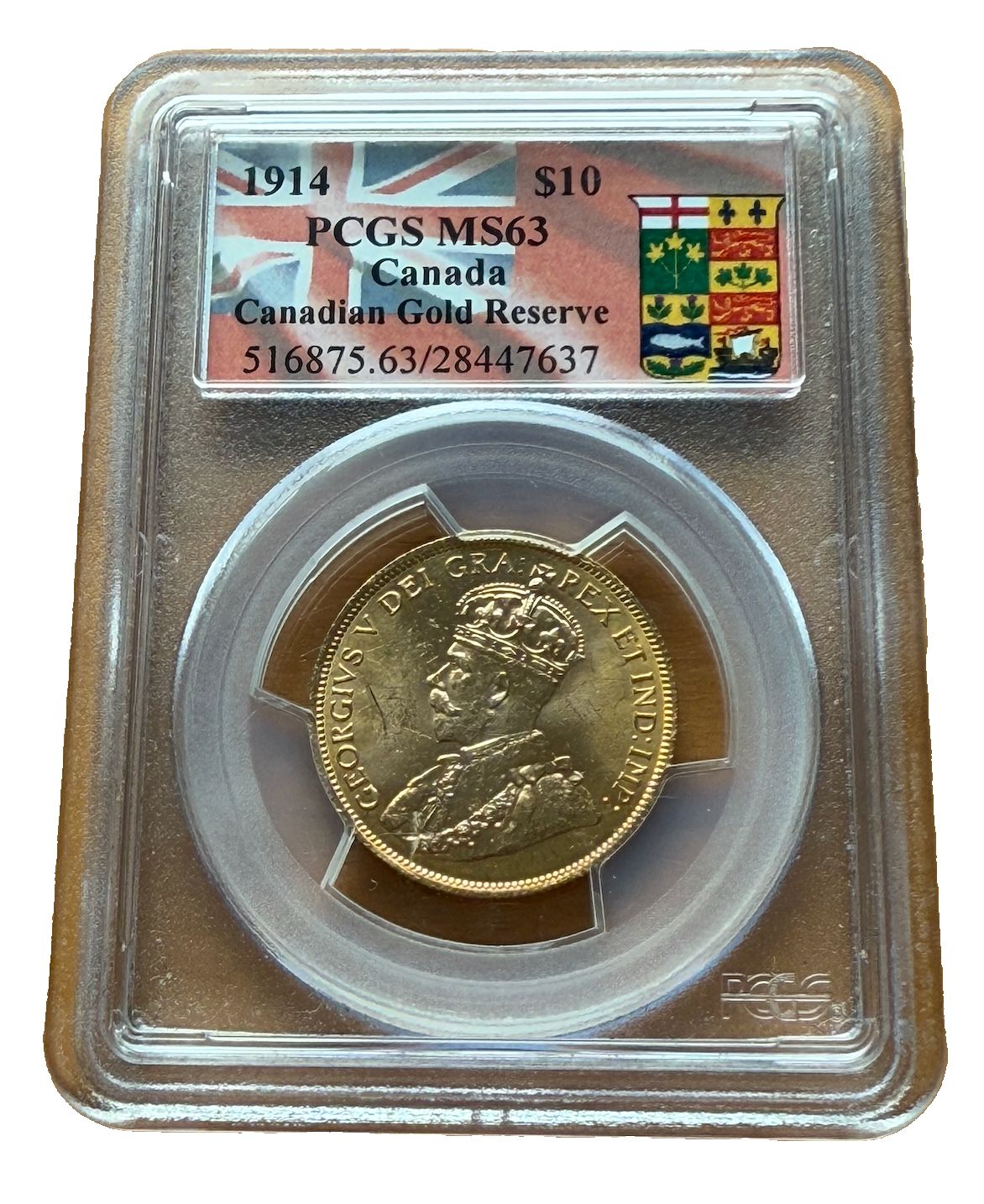 カナダ 1914年 10ドル $10 PCGS MS63 ジョージ5世 カナダ銀行準備金