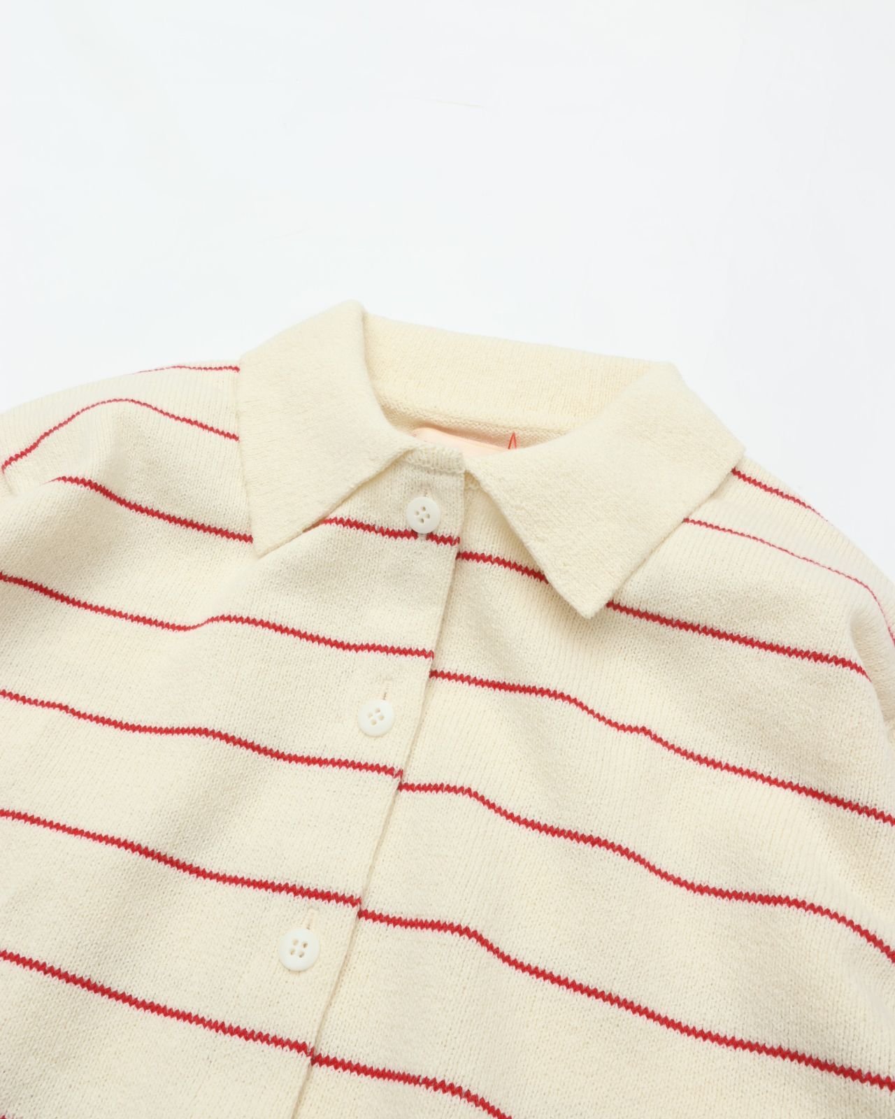 MEYAME メヤメ BORDER COTTON KNIT CARDIGAN WHITE ボーダー コットン