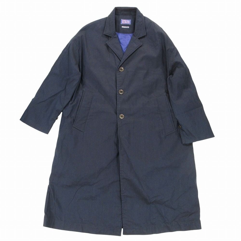 BLUE BLUE ブルーブルー ロング コート ジャケット 中綿ライナー付きリップストップ インディゴ染め アウター S メンズ 【】