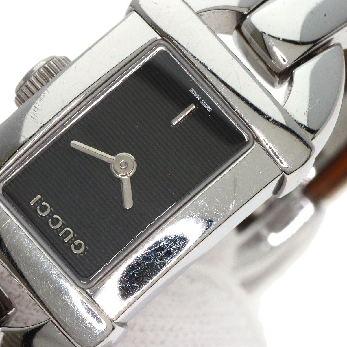 1円スタート】GUCCI グッチ 6800L バンブー SS ブラックダイヤル 