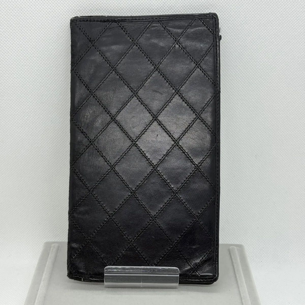 希少】CHANEL シャネル 二つ折り 長札入れ ブラック レザー ゴールド 