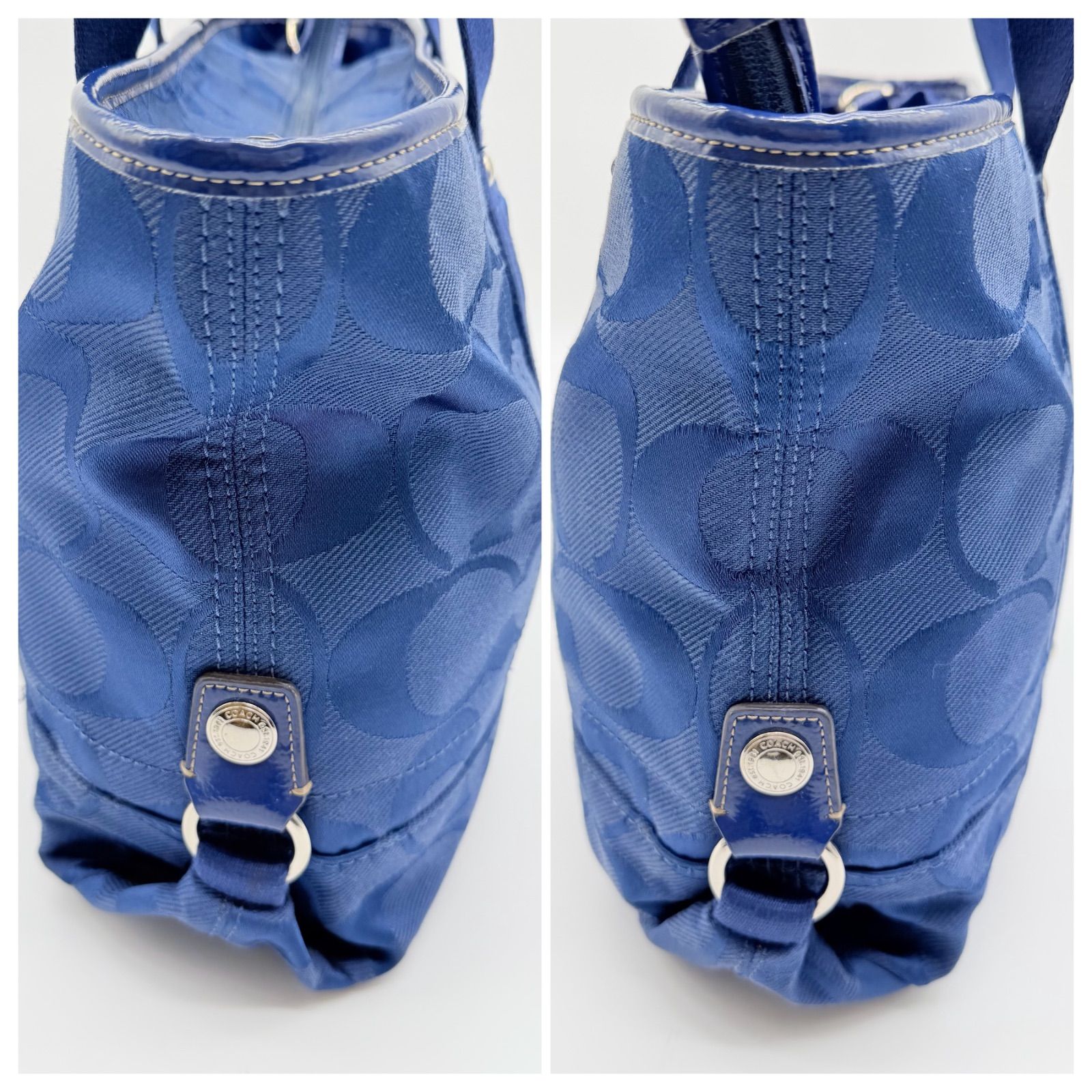 COACH Y2K tote bag blue signature コーチ シグネチャー キャンバス