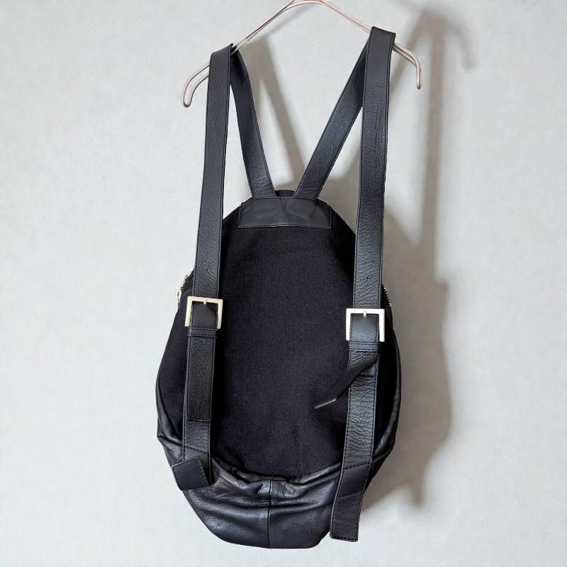 kawa-kawa 25bis Big Zip Backpack Black Leather Made in Japan