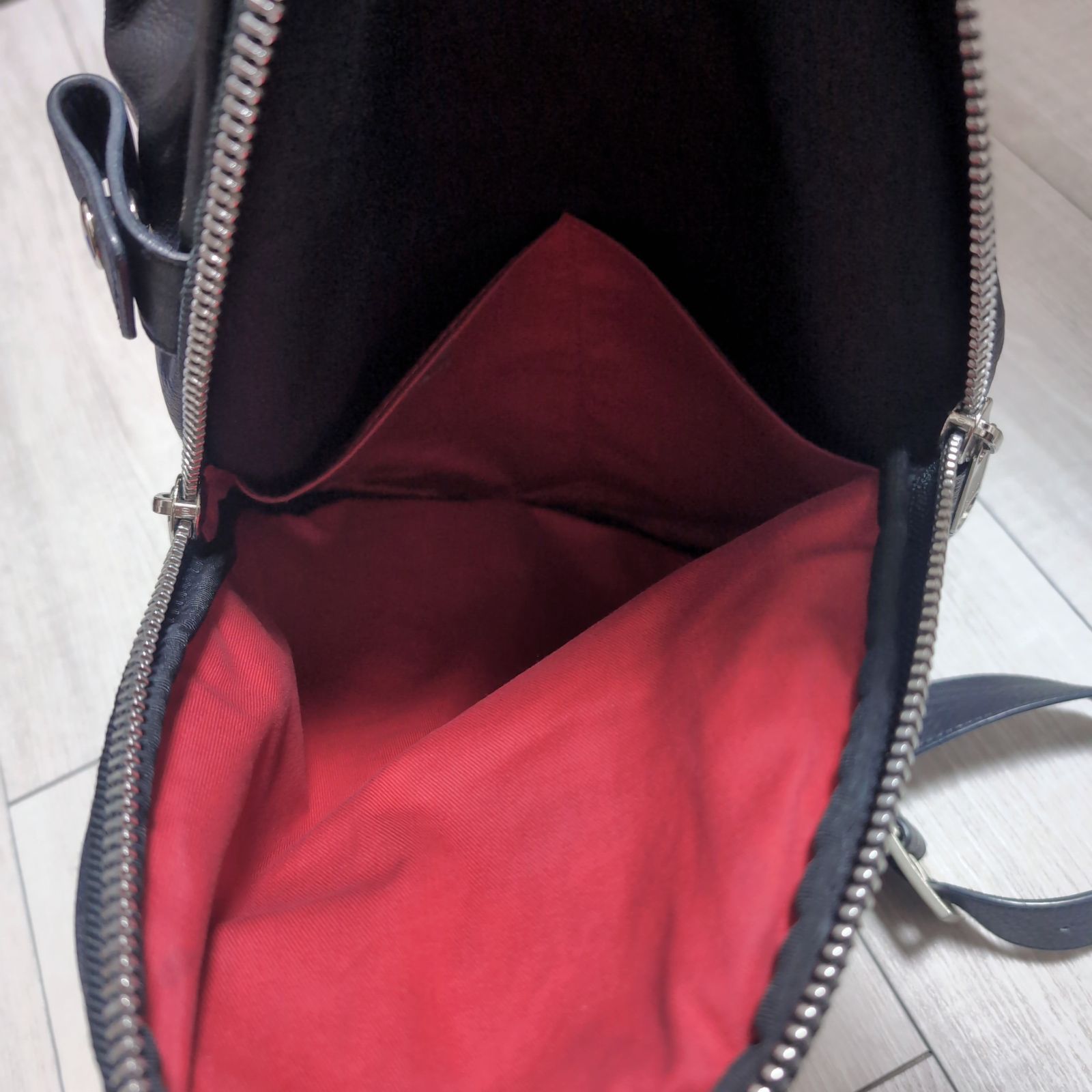 kawa-kawa 25bis Big Zip Backpack Black Leather Made in Japan