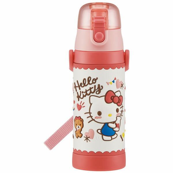 ハローキティ 水筒 3Dロック付 ワンプッシュ ダイレクトボトル 480ml