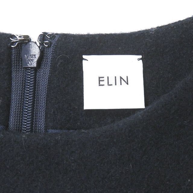 ELIN x Demi-Luxe BEAMS エリン デミルクス ビームス 17AW 別注 メルトンアシンメトリーワンピース 11706-24-1138 38 ネイビー ウール トップス【中古】【ELIN × Demi-Luxe BEAMS】 ELIN x Demi-Luxe BEAMS エリン デミルクス ビームス 17AW 別注