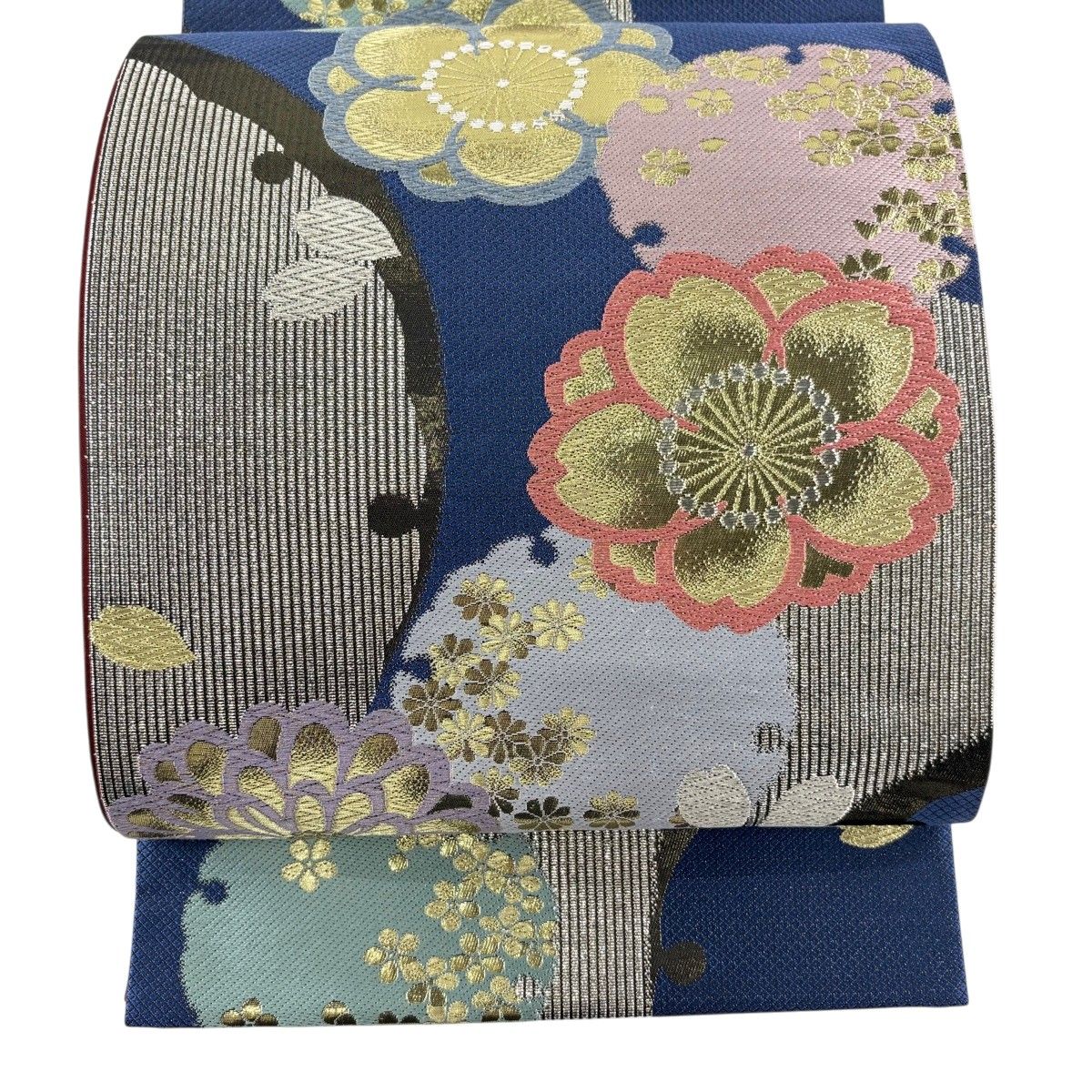 美品】 袋帯 秀品 桜 雪輪 唐織 箔 紺色 六通 正絹 【中古】 - メルカリ