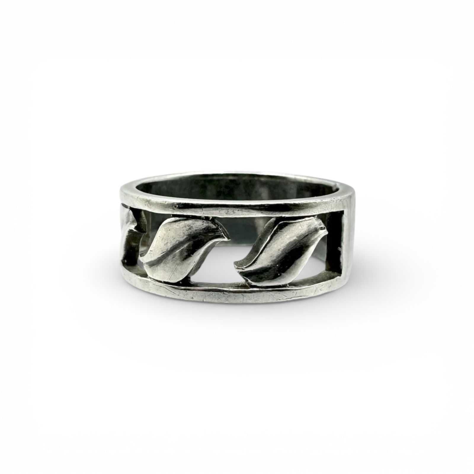 三枚の葉】リーフ ボタニカル Silver 925 刻印 Vintage Design Ring 