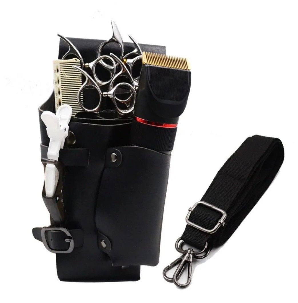 5丁収納＆掃除しやすい】レザーシザーケース／ブラック - メルカリ