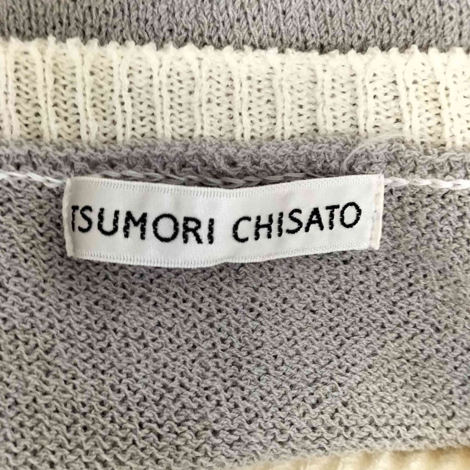ツモリチサト TSUMORI CHISATO アシメポケット 切替 ウール クルー 