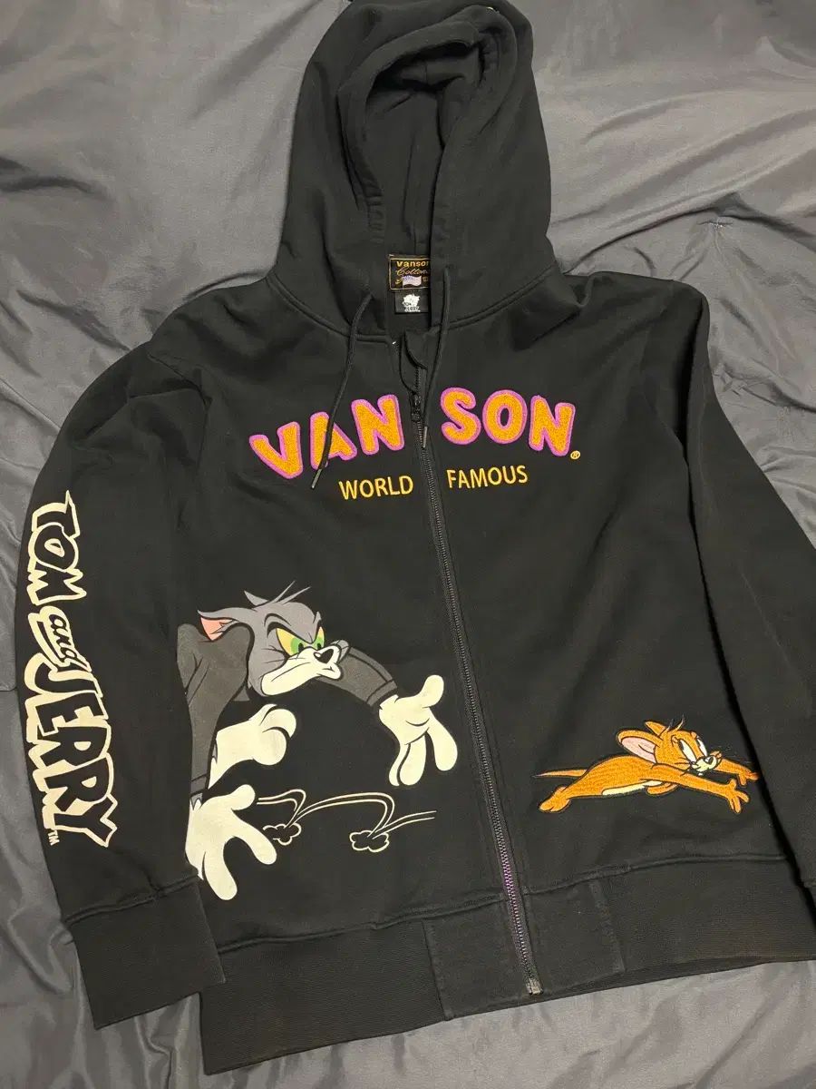 トムとジェリー 刺繍 フードジップアップ XL