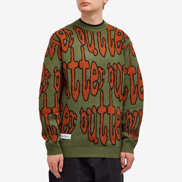バターグッズ メンズ アウター ニット・セーター Butter Goods Frenzy Knit Jumper Fatigue
