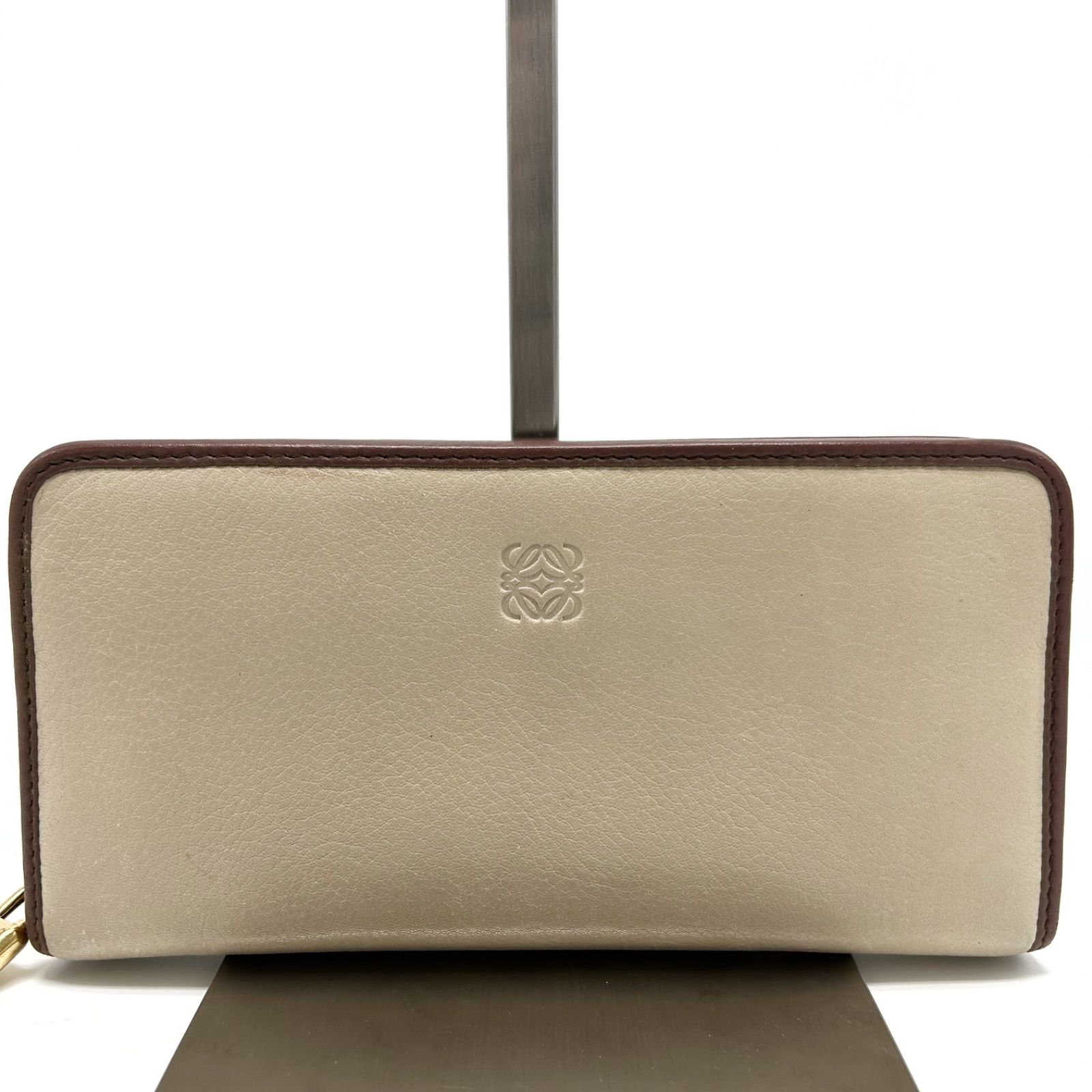 美品 LOEWE ロエベ アナグラム 長財布 カード 小銭 ファスナー 南京錠 