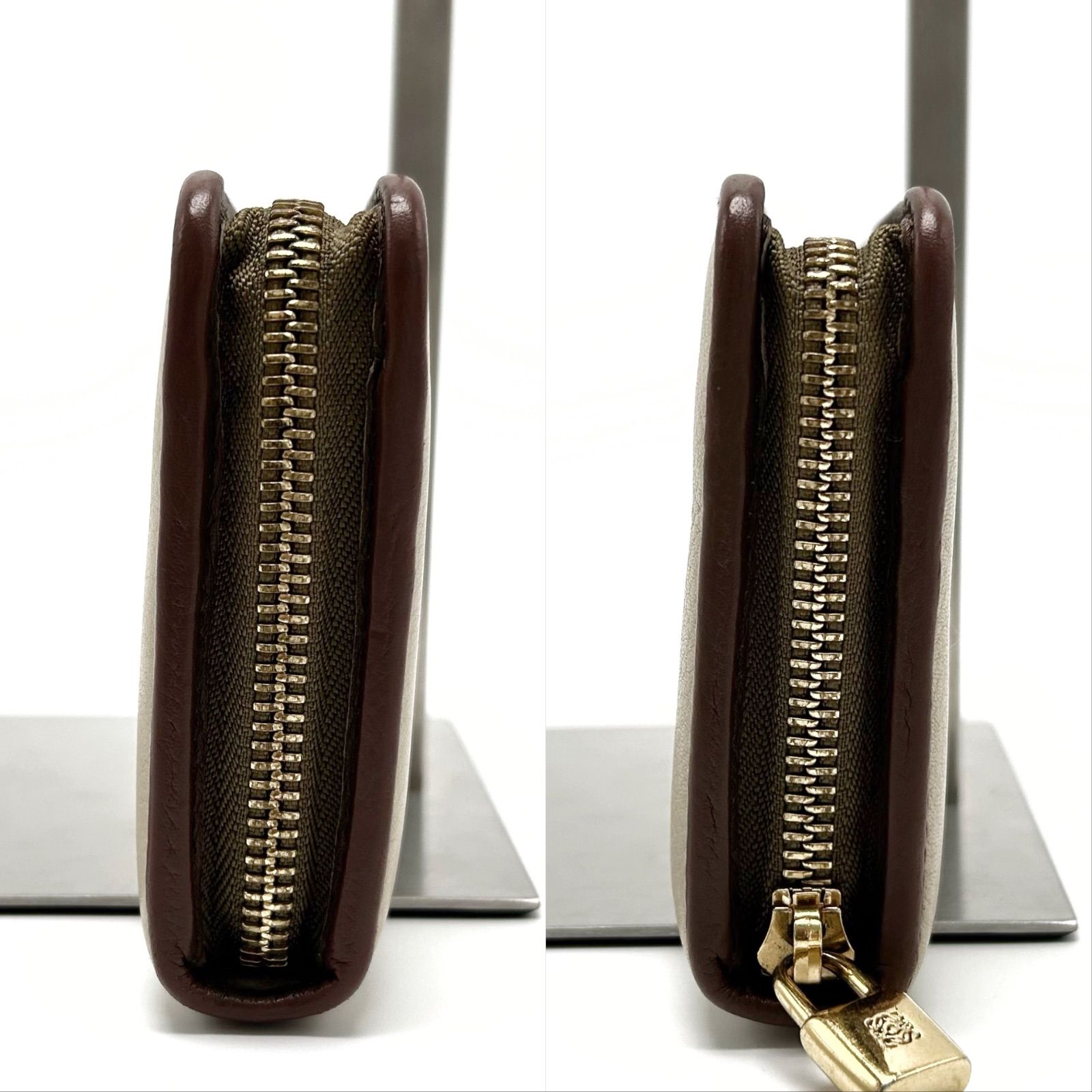 美品 LOEWE ロエベ アナグラム 長財布 カード 小銭 ファスナー 南京錠 