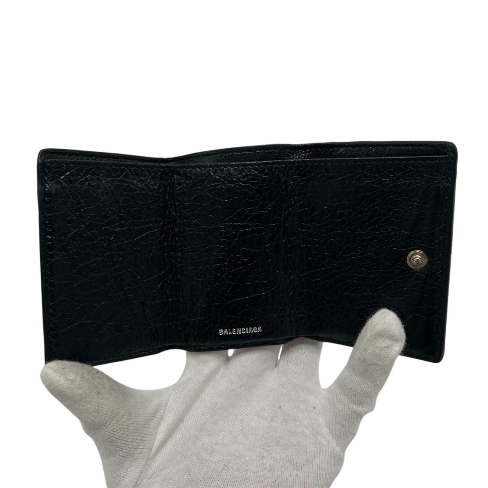 美品 BALENCIAGA バレンシアガ 三つ折り財布 ペーパー ミニウォレット 