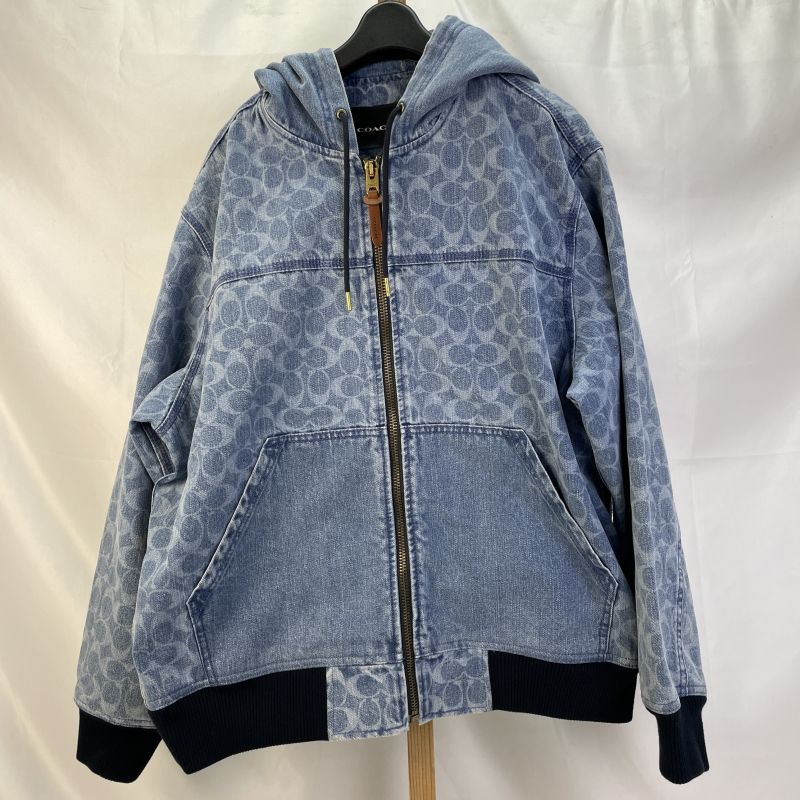 01w-6219 コーチ COACH シグネチャー デニム フーデッド ジップアップ 