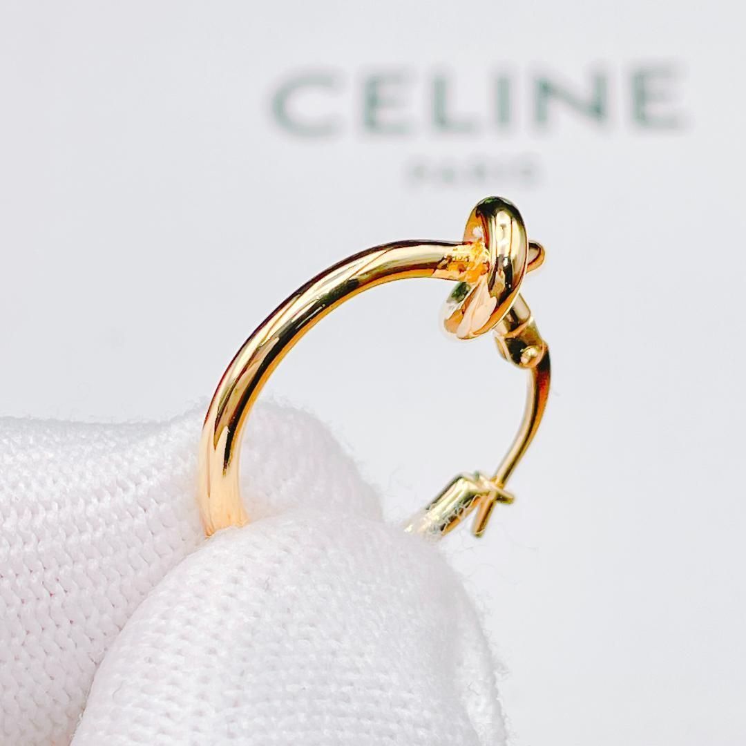 ◇セリーヌ◇新品仕上済 CELINE ノット スモールフープ ピアス