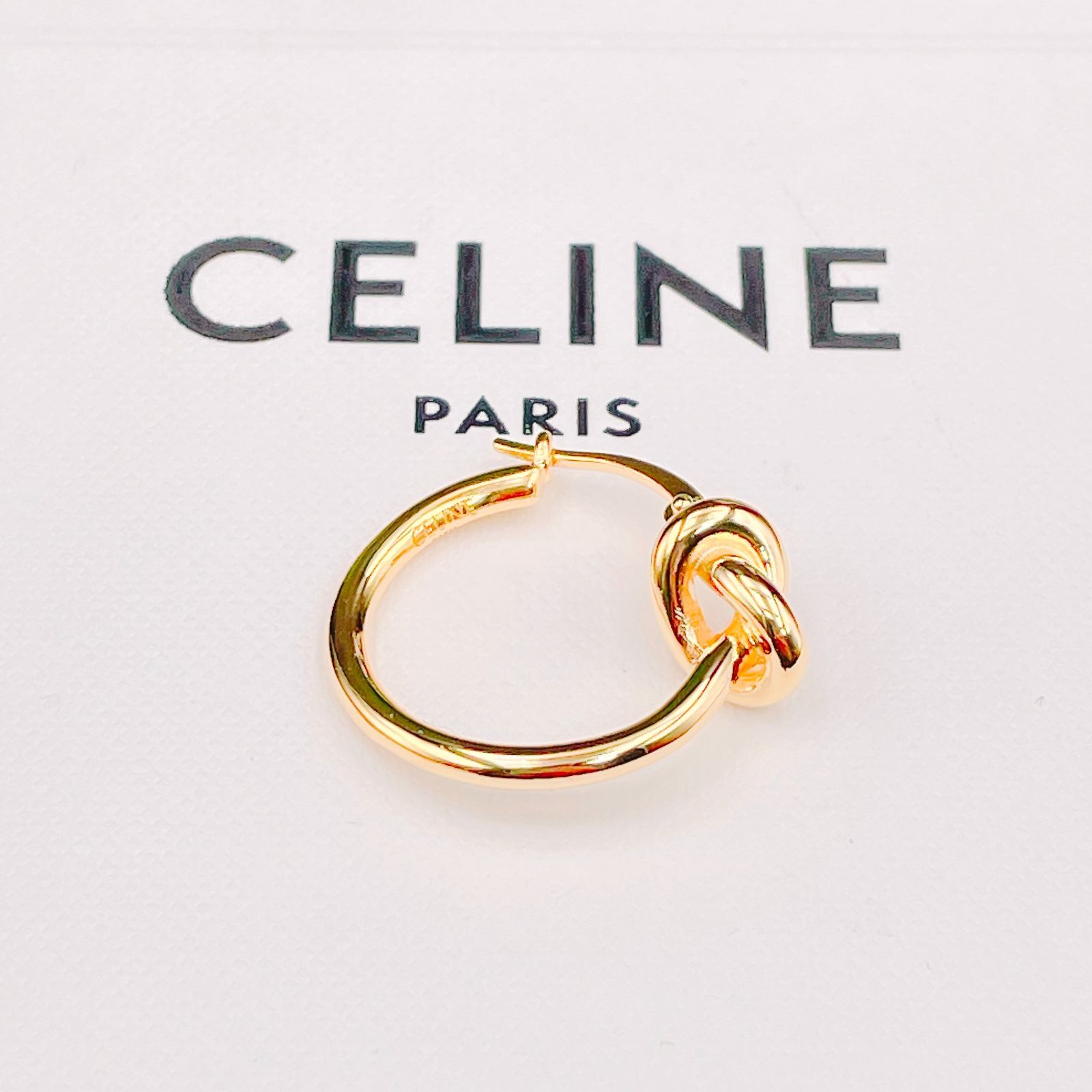 ◇セリーヌ◇新品仕上済 CELINE ノット スモールフープ ピアス