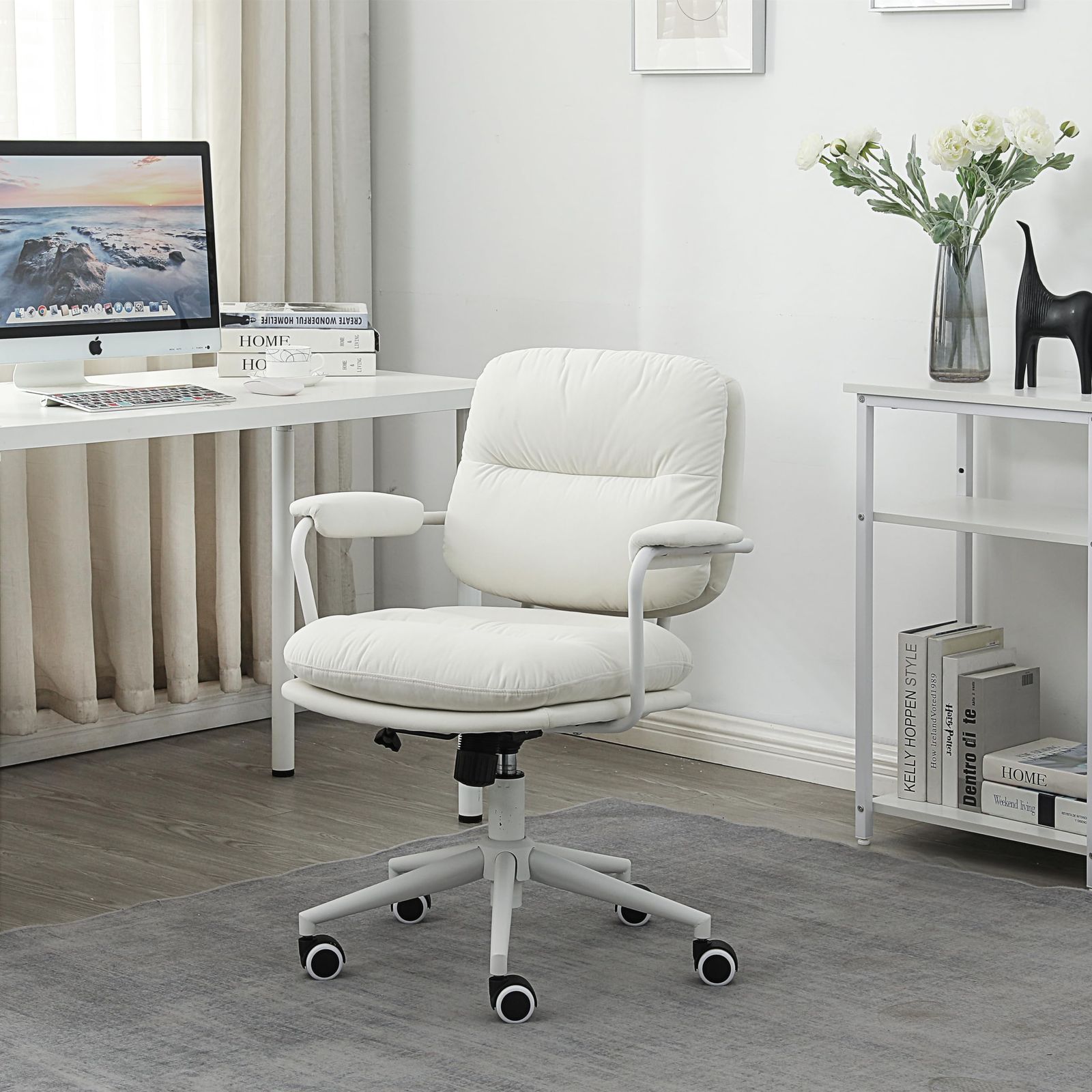 OSJ オフィスチェア デスクチェア パソコンチェア 363°回転 キャスター付き カジュアル 椅子 かわいい 猫の爪研ぎに強い生地