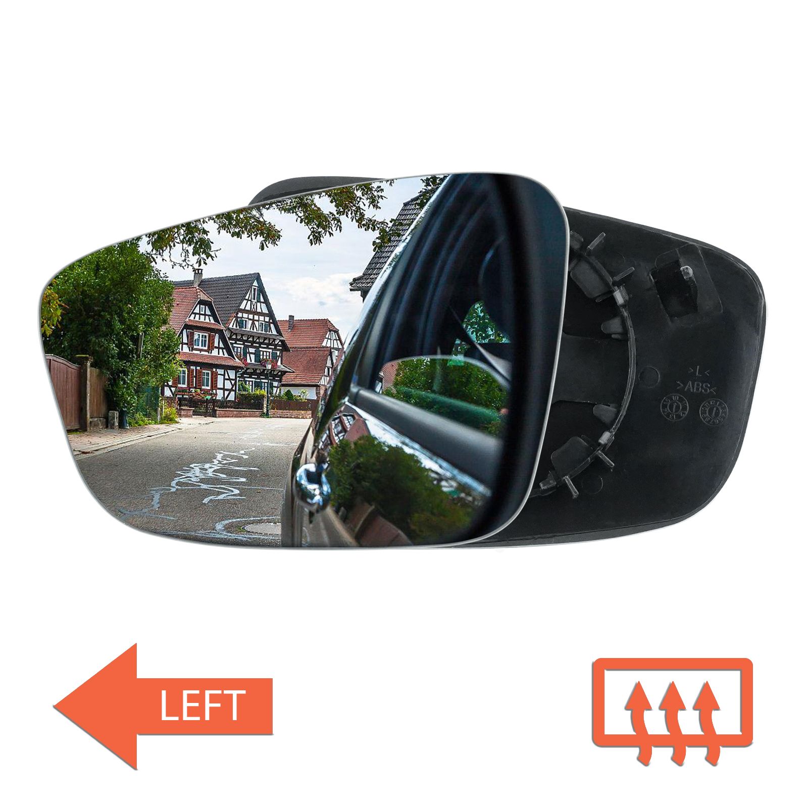 SKODA CITIGO 11-20 左助手席側凸型ウィングドアミラーガラスヒーター