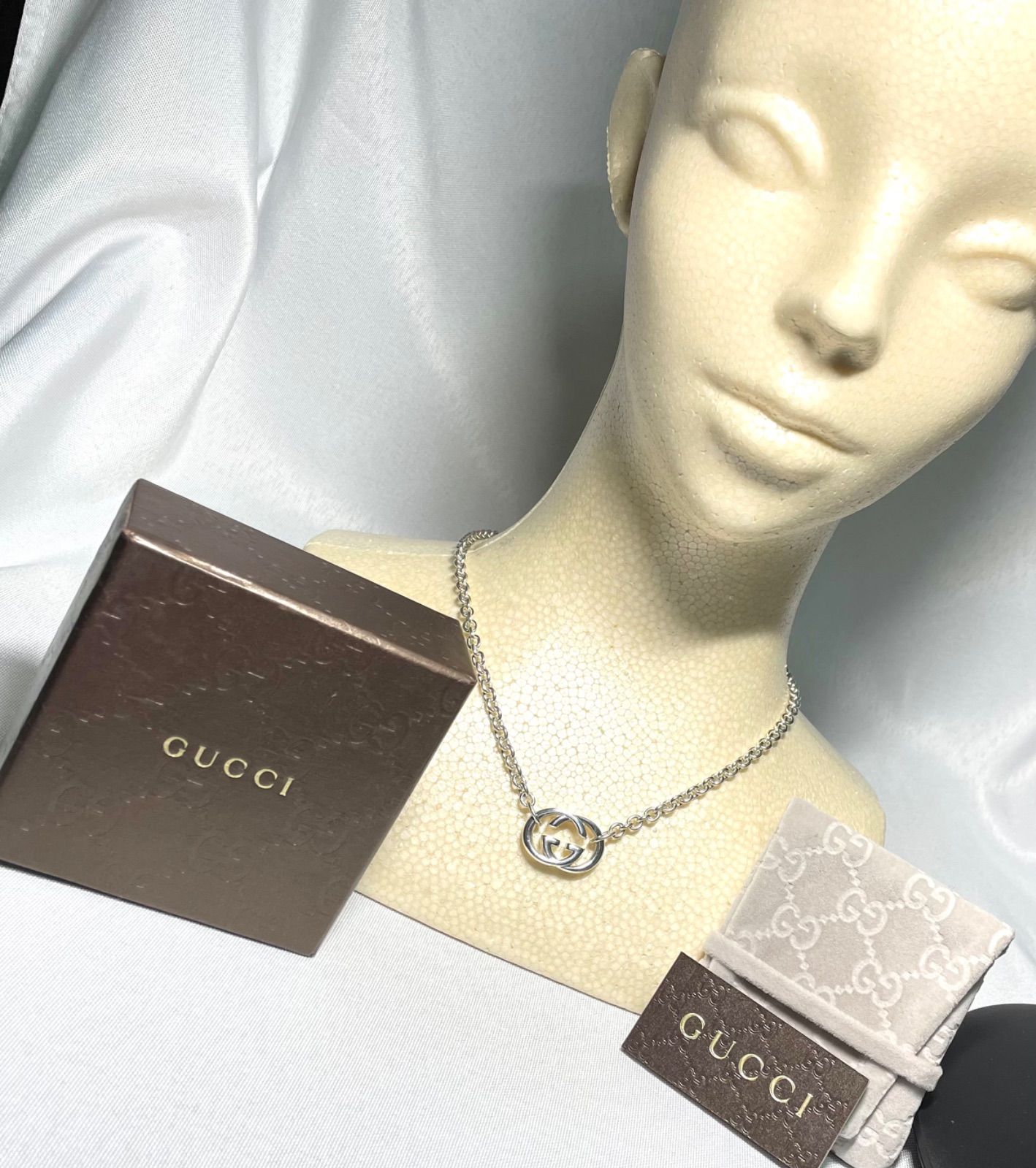 GUCCI グッチ インターロッキングG ダブルG ペンダントトップ チェーン 