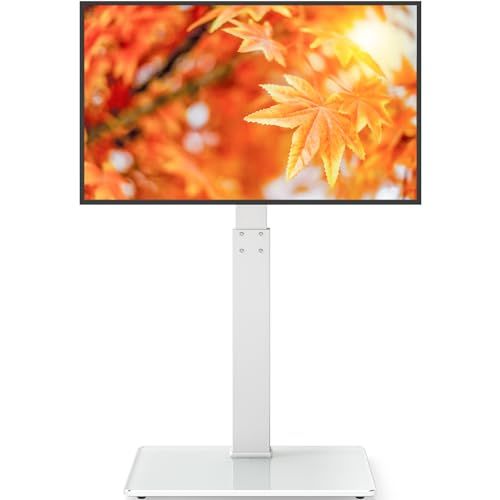 Rfiver テレビスタンド 壁寄せ ハイタイプ tvスタンド 32-70インチ対応 テレビ台 tv stand 高さ調整 ラック左右回転30° 耐荷重50KG VESA 100*100-400-400mm 強化ガラス ホワイト e de5d0651