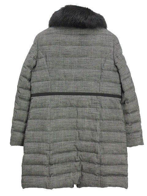 ダックス DAKS ツイード ダウンコート フォックスファー付き 40 グレー