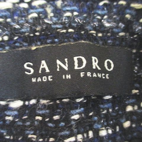 サンドロ SANDRO ツイードジャケット 2 紺系 ネイビー フランス製
