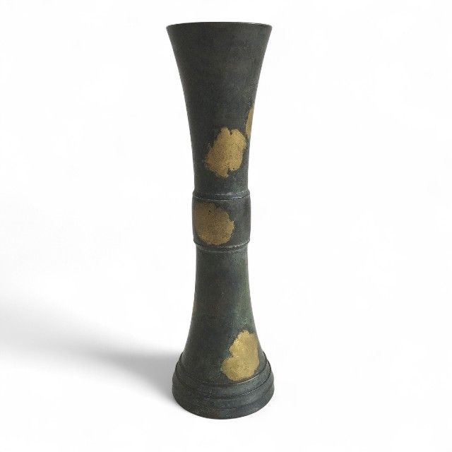 立鼓式 塗金銅花器 平安 秦蔵六造 銅製 銅器 花器 華道具 古美術