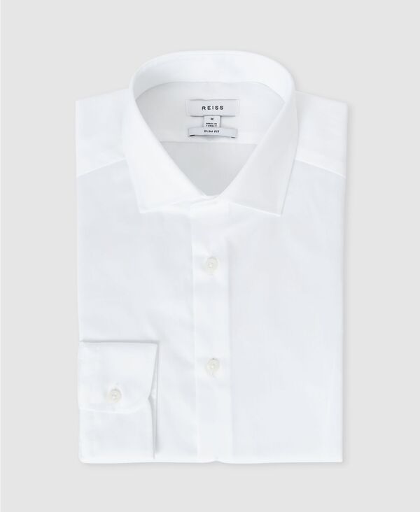 レイス メンズ トップス シャツ サテン コットン REISS Mens CottonSatin CutawayCollar SlimFit Dresshirt White ホワイト