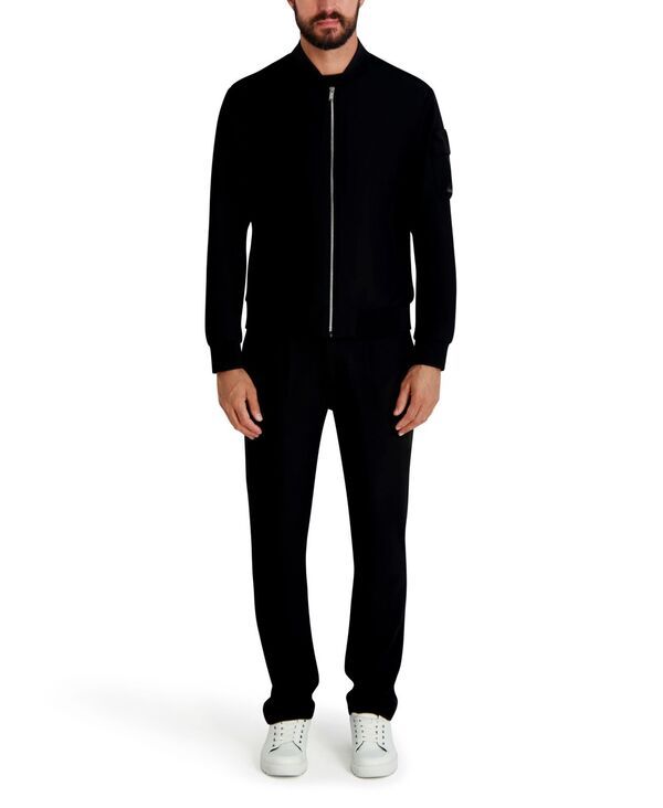 カール ラガーフェルド メンズ アウター ジャケット・ブルゾン KARLAGERFELD PARIS Mens Zipper Bomber Jacket Black ブラック