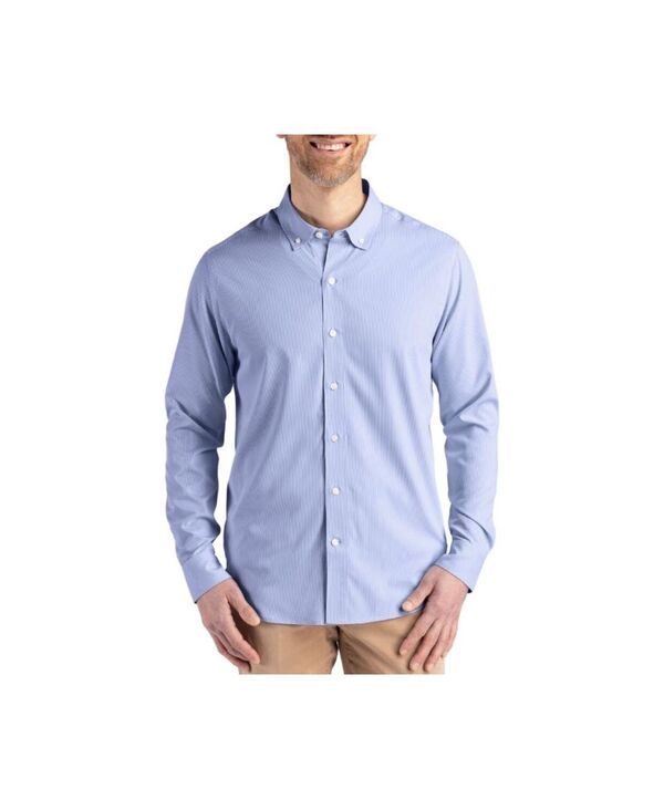 カッターアンドバック メンズ トップス シャツ トール Cutter Buck Big Tall Pinstripe Long Sleeve Dresshirtour bluewhite ホワイト