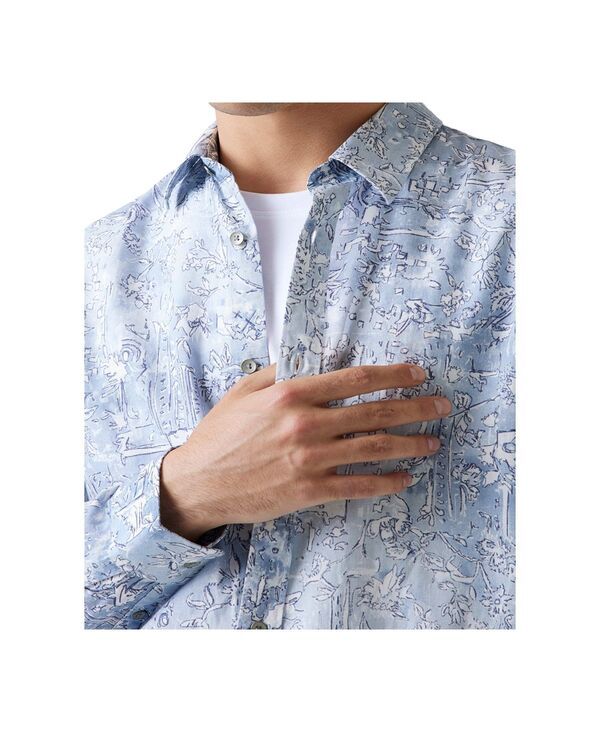 ゲス メンズ トップス シャツ GUESS Mens IslandPattern Shirt Light Blue Tiles Flower Aop ブルー