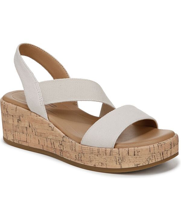 ライフストライド レディース シューズ サンダル LifeStride Womens Odette Square Open Toe Wedge Sandals Bone White Fabric ホワイト