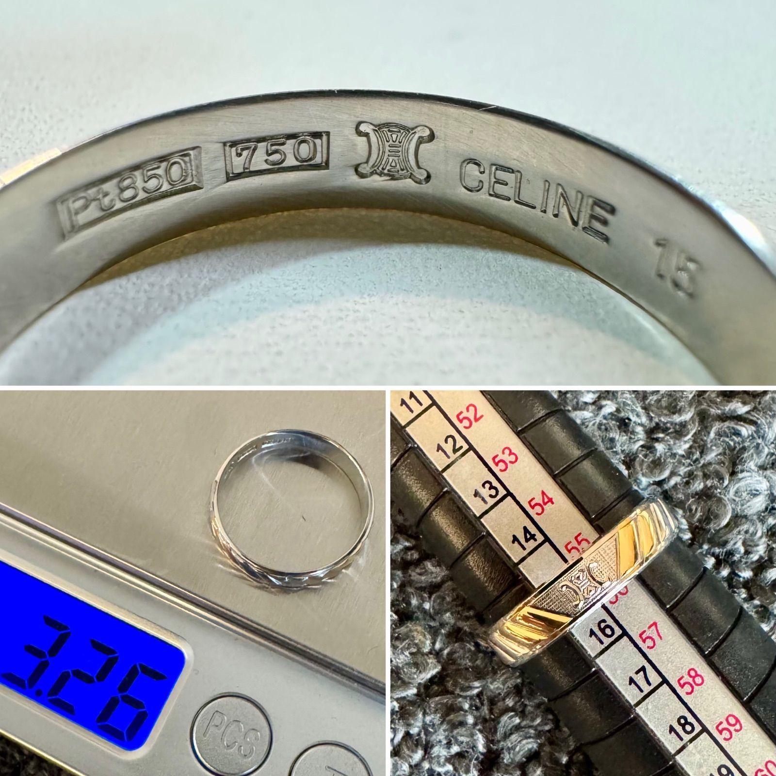セリーヌ◇Pt850/K18YG*16号*マカダム*コンビリング*CELINE - メルカリ