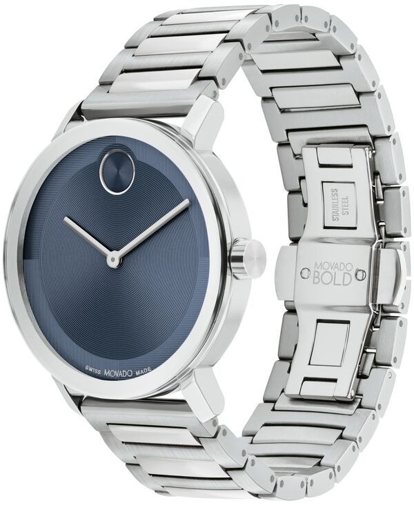 モバド メンズ アクセサリー 腕時計 Tシャツ Movado Mens Bold Evolution 20 Swiss Quartz SilverTone Stainless Steel Watch 40mm SilverTone シルバー