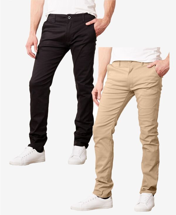 ギャラクシーバイハルビック メンズ ボトムス カジュアルパンツ スリムフィット パンツ Galaxy By Harvic Mens Super Stretch Slim Fit Everyday Chino Pants Pack of 2 Black Khak 送料無料 ギャラクシーバイハルビック メンズ ハーフパンツ