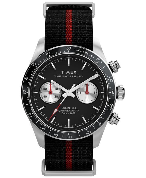 タイメックス メンズ アクセサリー 腕時計 Timex Mens Chronograph Black Fabric Watch 39mm Black ブラック