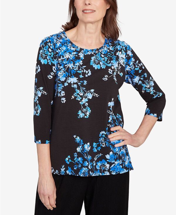 アルフレッド ダナー レディース トップス シャツ アシンメトリー フラワー柄 プチ フラワー Alfredunner Petite Floral Asymmetric Top Cobalt Blue ブルー