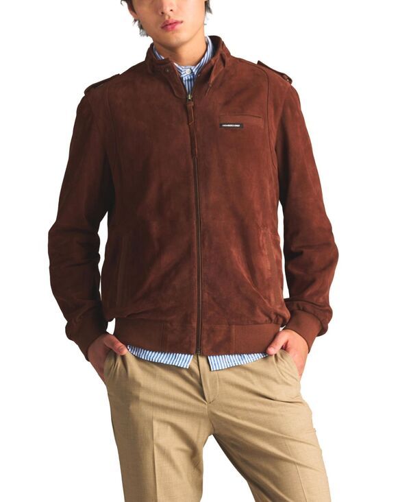 メンバーズオンリー メンズ アウター ジャケット・ブルゾン スエード レザー ジャケット Members Only Mens Soft Suede Leather Iconic Jacket Whiskey