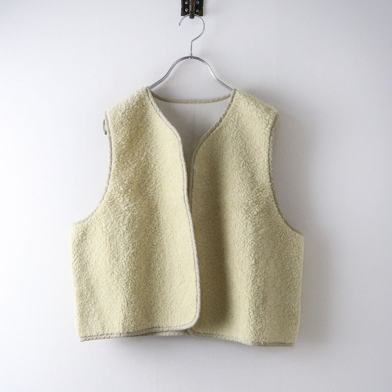美品 2024AW ヴェリテクール Veritecoeur シープボア ボンディング ベスト F｜オフホワイト ジレ ノースリーブ 羽織り【2400014774511】