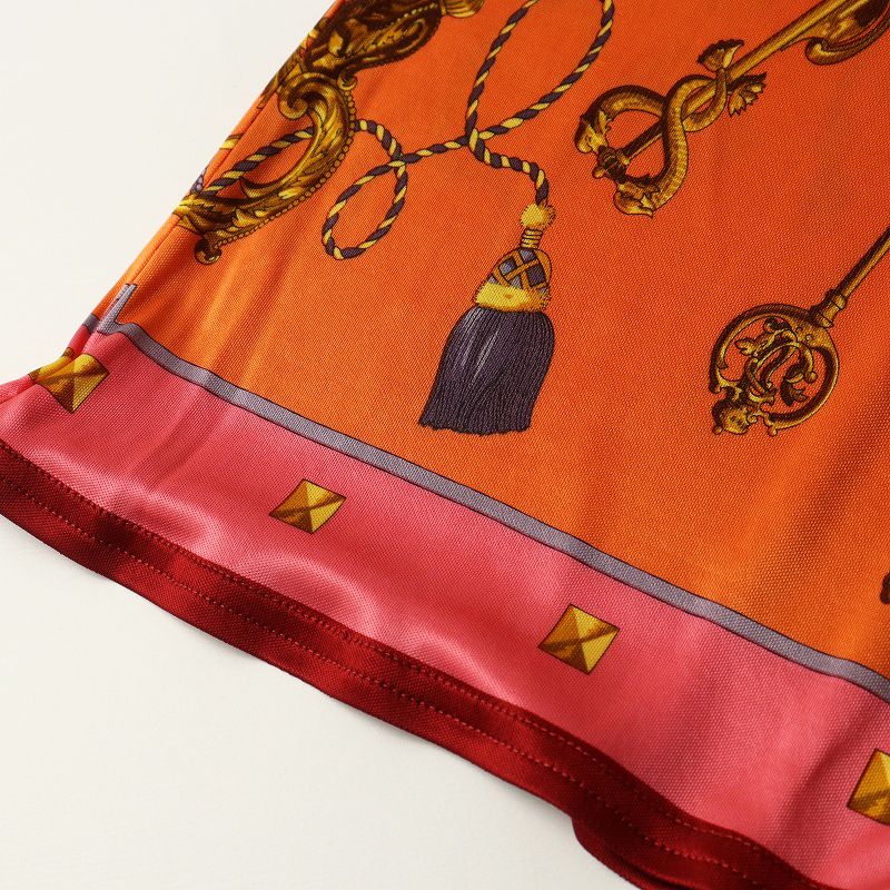 美品 エルメス HERMES 90's Archive LES CLES ポリエステル ドレープ