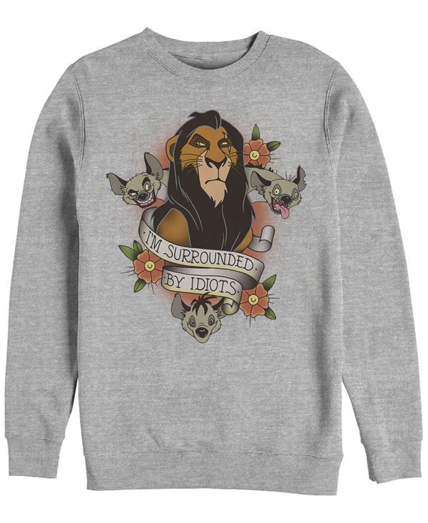 フィフスサン メンズ アウター パーカー・スウェット クルーネック フリース Fifth Sun Disney Mens Lion King Scar Surrounded by Idiots Tattoo Crewneck Fleece Heathr Gry