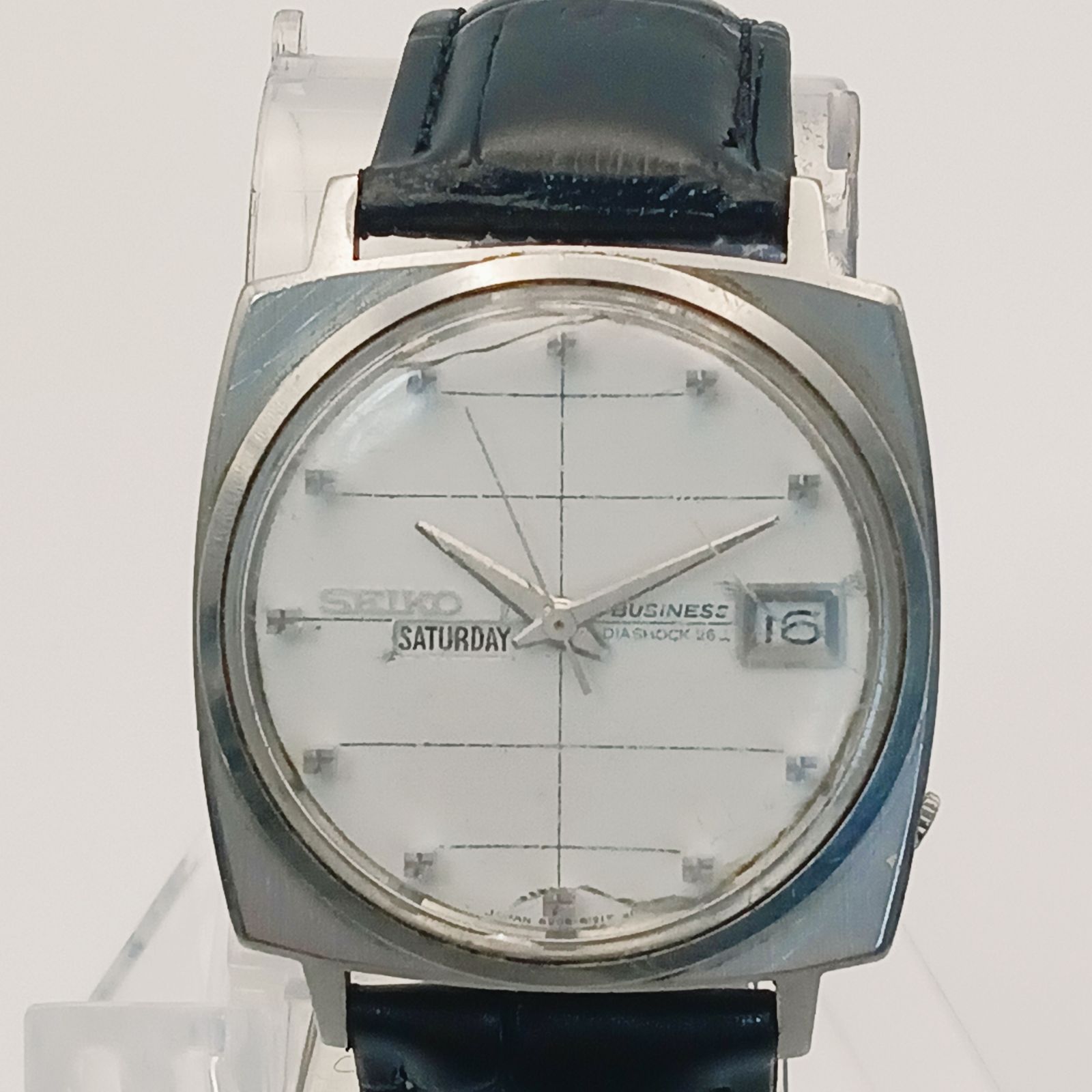 稼働 0212-2 SEIKO BUSINESS セイコー ビジネス 6206-8120 メンズ腕時計 自動巻き デイデイト スクエア