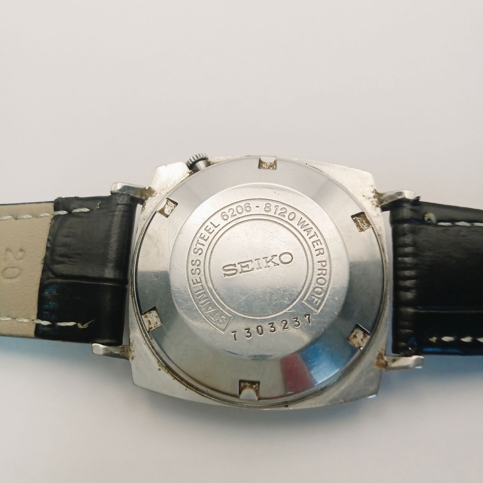  稼働 0212-2 SEIKO BUSINESS セイコー ビジネス 6206-8120 メンズ腕時計 自動巻き デイデイト スクエア 男性向け 自動巻き時計 腕時計(アナログ)