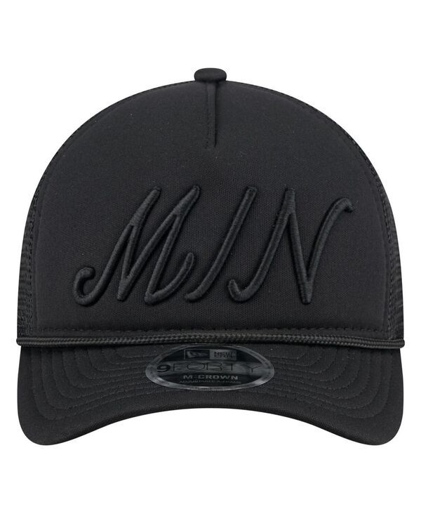 ニューエラ メンズ アクセサリー 帽子 New Era Mens Black Minnesota Twins City Initial 9FORTY AFrame MCrown Adjustable Trucker Hat Black ブラック