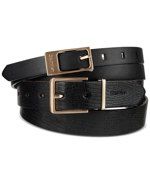 カルバンクライン レディース アクセサリー ベルト レザー Calvin Klein 2Pc Skinny FauxLeather Embossed Belt Set Oxford