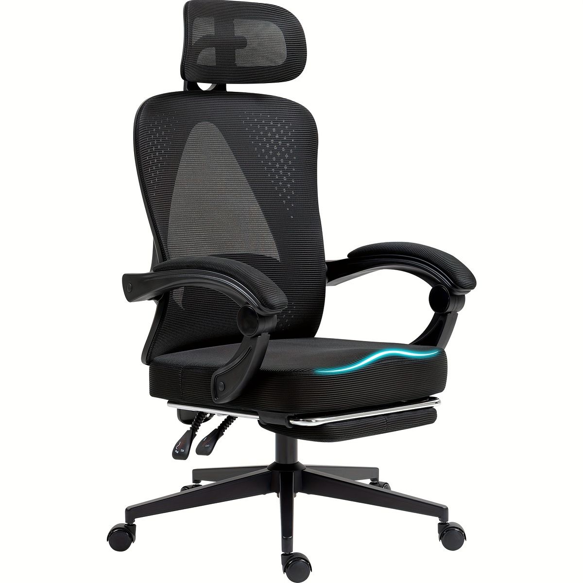  メッシュ＆ポケットコイル オフィスチェア オットマン付き デスクチェア フットレスト 椅子 パソコンチェア PCチェア ハイバック ゲーミングチェア おしゃれ ソファ 社長椅子 姿勢サポート ブラック ガーデンチェア オフィスチェア ワークチェア 椅子 チェア