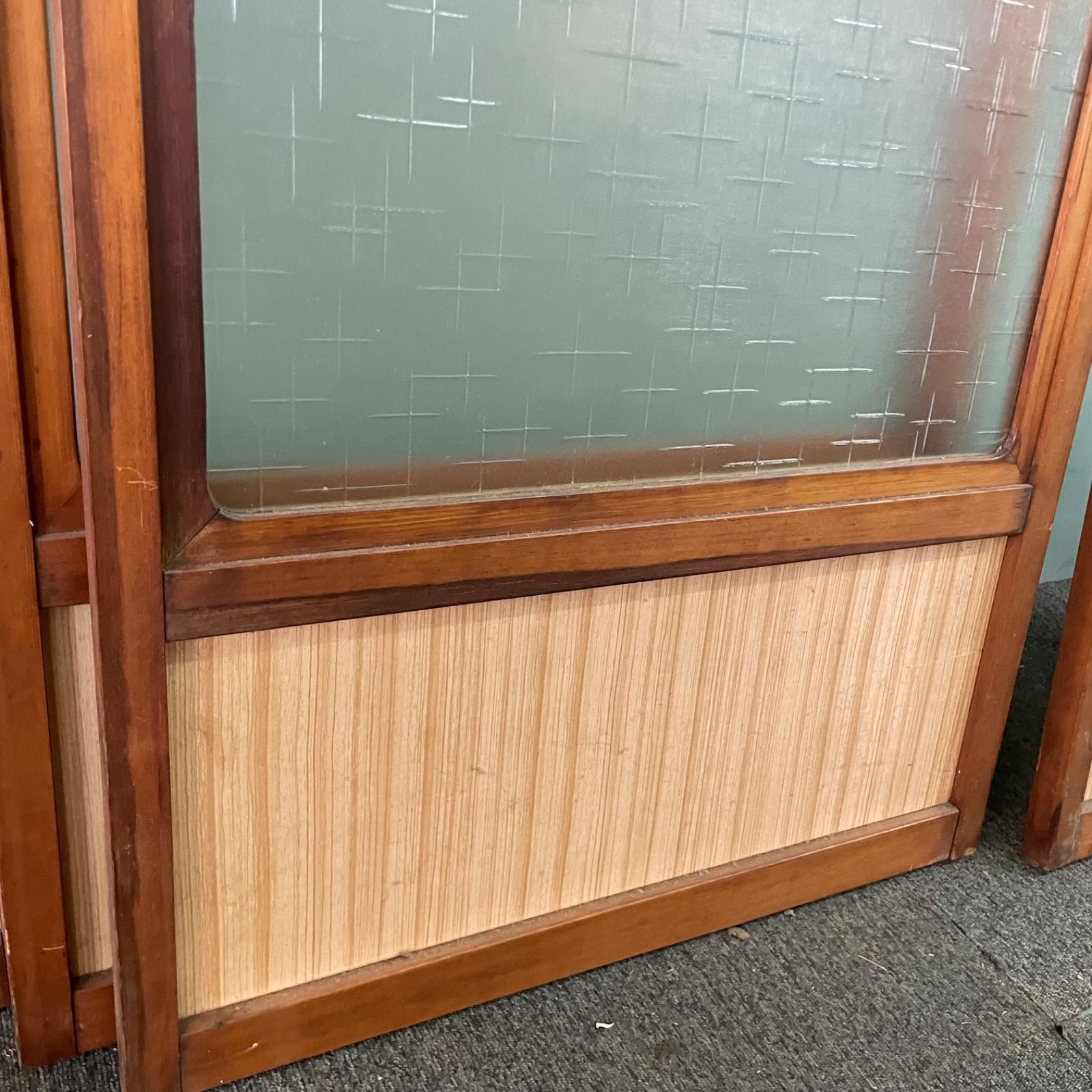 ♭ 建具 引き戸 W67cm×D3cm×H173cm 2枚セット アンティーク ガラス戸