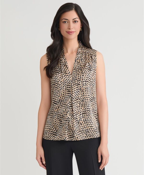 カスパール レディース トップス シャツ プチ プリント ノースリーブ Kasper Womens Petite Printed Sleeveless Top Sand Multi サンド
